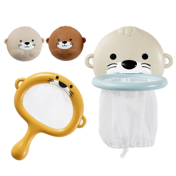 Divertidos juguetes de baño para niños: red de baloncesto flotante con forma de juego, ideal para niños pequeños y mayores de 3 años, perfecta para la piscina y el baño