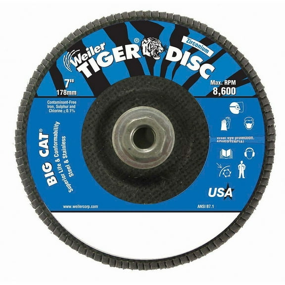 Weiler Arbor Mount Flap Disc,7in,40,Coarse 96362