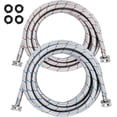 thumbnail image 1 of 15ft Long Washing Machine Hoses (2 Pack) by - Stainless Steel Hot and Cold Striped Water Supply Lines - Universal Fit to All Wash Machines - Burst Proof Leak Free Hose - 10 YEARS WARRANTY, 1 of 6