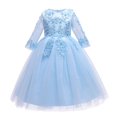 thumbnail image 1 of Vestido de niña, vestido de gasa de red con mangas de red, vestido de princesa de presentadora de actuación, 1 of 6