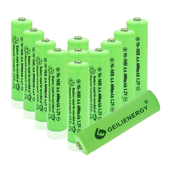 GLESOURCE Rechargeable NiMH 600mAh 1.2V AA Batteries for Solar Lights, Garden Lights (Pack of 12)