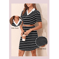thumbnail image 5 of Women's Striped Polo Shirt Dress Casual V-Neck Short Sleeve Summer Tunic Mini Dresses, 5 of 7
