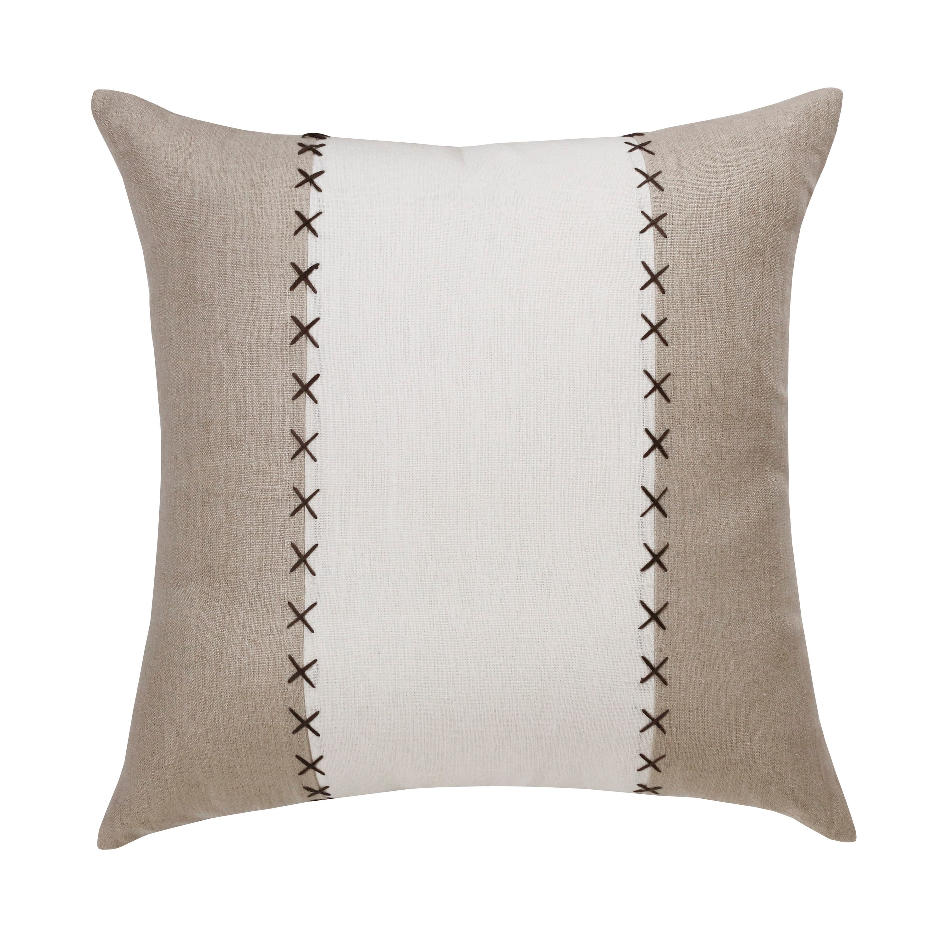 Harlow Hill Faye 20" x 20" Brown/Ivory Striped Linen Adult Decorative Throw Pillow Cover