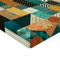 thumbnail image 2 of Ambesonne Geometric Fitted Sheet, Patchwork Square Triangle, TwinXL Size, Teal Orange Multicolor, 2 of 3