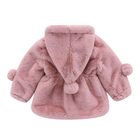 

Tarmeek Baby Toodler Fuzzy Jacket Thicken Plush Cute Hoodie Cotton Coat Winter Warm Outerwear Hairball Thick Coat 0-2T