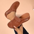 thumbnail image 2 of CYMMPU Women's Strap Decor Closed Toe Wedge Mules, Round Toe Slip On Breathable Backless Clogs, Outdoor Casual Footwear Brown 36, 2 of 9