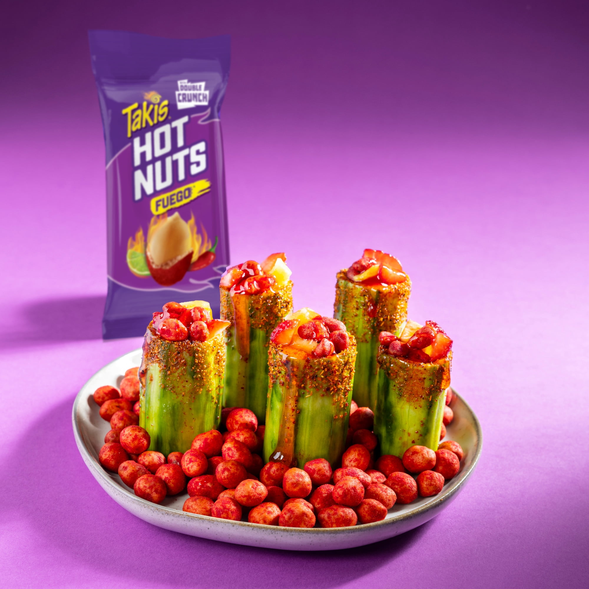 (2 pack) Takis Fuego Hot Nuts 15.02 oz Sharing Size Resealable Bag, Hot Chili Pepper & Lime Double-Crunch Peanuts