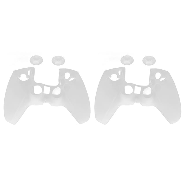 DEWIN 2Pcs Silicone Protective Cover Case Ergonomic Soft Prevent Slipping Dustproof Handle Sleeve for PS5 Controller White