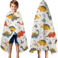 thumbnail image 3 of Dinosaur with Bones Pattern Hooded Bath Towel，60"x35" for Ages 3 To 12 Kids, Quick Dry Lightweight Soft Microfiber Hood Beach Towel Cover Up for Kids, 3 of 7