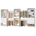thumbnail image 4 of Homieasy 6 - 18.5 ft Closet System with 3 Sets, Closet Organizer with 2 Mirrors, 9 Drawers & 6 Closet Rods for Hanging Clothes, Garment Rack for Bedroom/Closet, 15''D x 79.7''H, White, 4 of 6