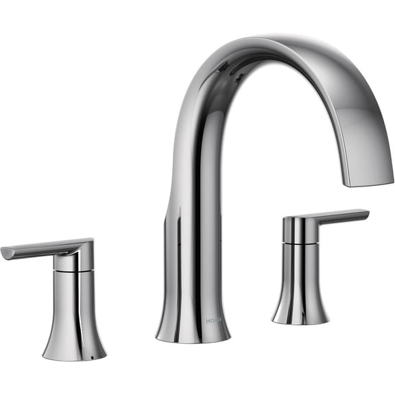 Moen TS983 Doux Chrome Two-Handle High Arc Deck-Mount Roman Tub Faucet Trim, Valve Required