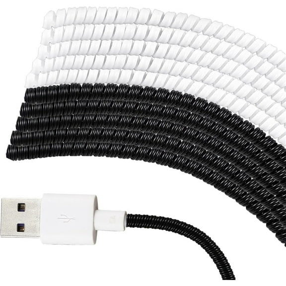 Triani 10Pcs Cable Protector Animal Proof Wire Repair Sleeve Headphone Saver Charger Protective for Phone Cable Prevent Pets from Biting The Cable(Black White)