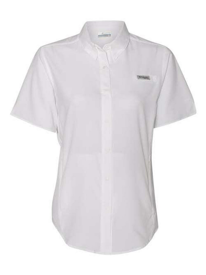 Columbia Women's PFG Tamiami Short Sleeve Shirt in white -Size L