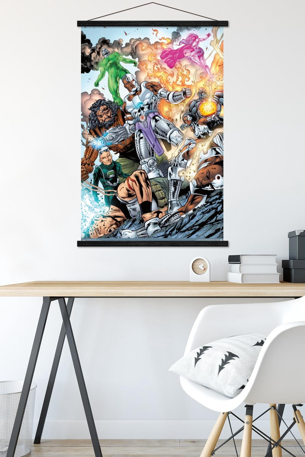 DC Comics - Cyborg - Group Wall Poster with Wooden Magnetic Frame, 22.375" x 34"
