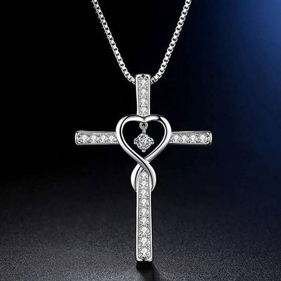 Plated Christian Cross Birthstone Infinity Charm Wedding Statement Pendant Necklace