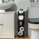 thumbnail image 4 of Soporte para papel higiénico: mueble de almacenamiento para baño pequeño con soporte para rollo de papel higiénico, mini soporte para papel higiénico, color negro, 4 of 8