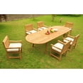 thumbnail image 6 of Teak Dining Set: 6 Seater 7 Pc: 117" Double Extensions Oval Dining Table & 6 Devon Arm/Captain Chairs Outdoor Patio Grade-A Teak Wood WholesaleTeak #WMDSDVw, 6 of 6