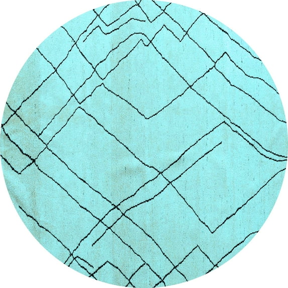 Ahgly Company Indoor Round Solid Light Blue Modern Area Rugs, 5' Round