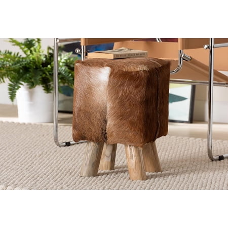 Scotlyn Genuine Goat Leather Footstool