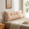 thumbnail image 4 of Tufted Headboard Backrest Cushion with Side Pocket, Long Wedge Reading Pillow for Bed Sofa Dorm, Soft Support Pillow for Reading TV and Bedroom Lounging, 47.24 Inch, Yellow, 4 of 7