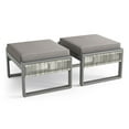 thumbnail image 3 of PARKWELL Outdoor Patio Ottoman Set of 2,Hand-Woven Rope Seat Foot Rest Side Table with Removable Cushions,Dark Gray, 3 of 9