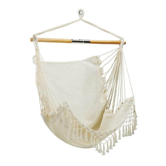 Bliss Hammocks Island Rope Fringed Hammock Chair W/ Spreader Bar, 40-inch Wide, 250 lb. Capacity