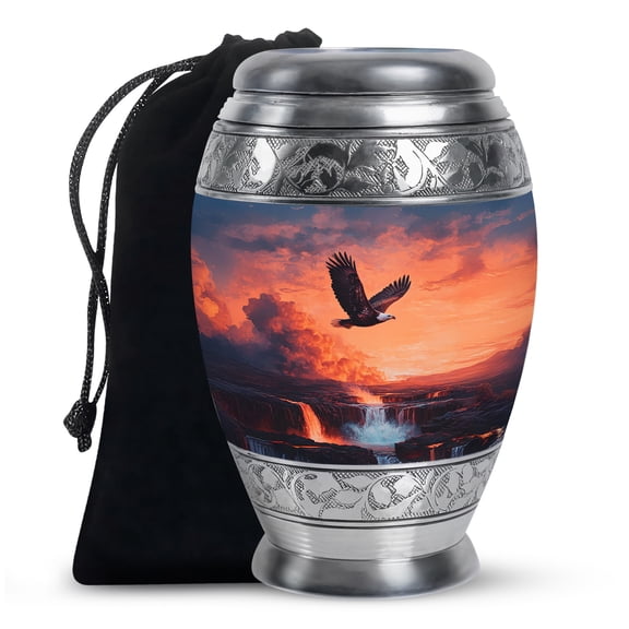 Eagle Funeral Urn For Ashes For Women - Large Decorative Urns For Human Ashes Adult Male - Cremation Urns For Mother - Blue Urn For Male 10 Inch