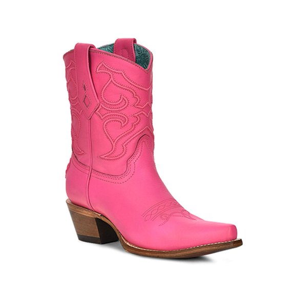 CORRAL Women's Fuchsia Embroidery Snip Toe Western Ankle Boots, Size: 9.5, Width: M