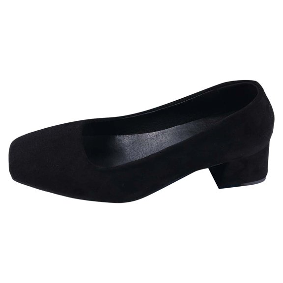 Fashion Pointed Toe Low Heel Shoes Slip On 5.5cm Heel Flock Upper Elegant Casual Footwear for Daily Wear