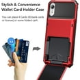 thumbnail image 2 of for iPhone XR Case Card Holder Wallet ID Slot Credit Spring Pocket for Men Women Scratch Resistant Dual Layer Protective Bumper Rugged TPU Rubber Armor Hard Shell Cover for iPhone XR 10R Red, 2 of 15
