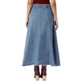 thumbnail image 3 of INSPIRE CHIC Casual Denim Maxi Skirt for Womens High Waisted Flared Panel Long Jean Skirts S Light Blue, 3 of 6