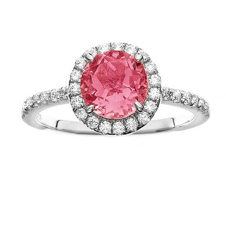 Platinum-Plated Sterling Silver Round-Cut Lemon Quartz Pave CZ Ring
