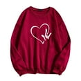 thumbnail image 2 of HOWPAY Valentines Womens Sweatshirt Oversized Love Heart Graphic Long Sleeve Crewneck Pullover Loose Fit Causal Drop Shoulder Shirt Soft Cozy Y2K Clothes Red XL, 2 of 3