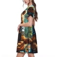 thumbnail image 2 of Easygdp Maple Meditating Bear para Vestido Transpirable de Mujer, Vestido Suelto de Manga Corta con Pliegues y Bolsillos para el Verano, 2 of 6