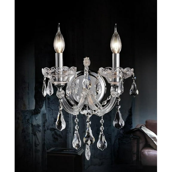 CWI Lighting Maria Theresa 2 Light Traditional Metal Wall Sconce in Chrome
