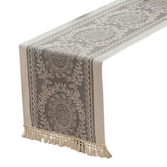 TaTaai 2Pcs Boho Table Runner Long, Farmhouse Linen Table Runner, Rustic Vintage Embroidered Table Runners for Dining Table Decorations