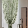 thumbnail image 2 of Xiao Hua Sage Green Lace Chiffon Curtains Long Bohemian Flower Embroidered Curtains 2-piece Bag style Transparent Chiffon Curtains 55.12 * 63 inches, 2 of 5