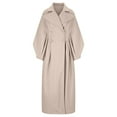 thumbnail image 4 of Hfyihgf Womens Oversized Long Trench Coat Puff Long Sleeve Notch Lapel Wool Peacoat Trendy Winter Warm Button Down High Waist Overcoat(Khaki,S), 4 of 6