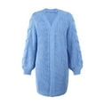 thumbnail image 6 of Lovskoo 2024 Cardigan Sweaters for Women Plus Size Open Front Trendy Comfortable Solid Color Loose Long Sleeve Knitted Coat Oversized Winter Outerwear Tops Blue, 6 of 6