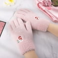 thumbnail image 2 of Odeerbi Christmas Knitted Gloves for Women Winter Warm Mittens Touchscreen 2025 Casual Stretch Thick Imitation Ermine Five-Finger Mittens Pink, 2 of 4