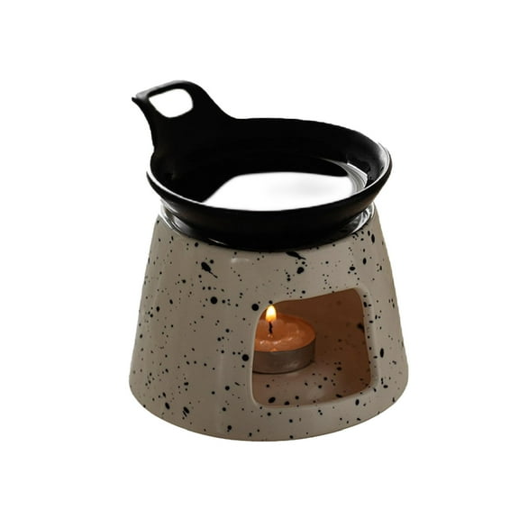 Warmself Delicate Romantic Metal Tealight Candle Holder Oil Tart Burner Aroma Diffuser Furnace Home Decoration Black Spot Black White