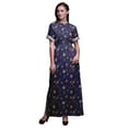 thumbnail image 1 of Bimba Rayon Leaves & Clematis Floral Ladies Long Gown Boho Beach Cocktail Party Maxi SlitÂ&nbsp;Dress-Small, 1 of 6