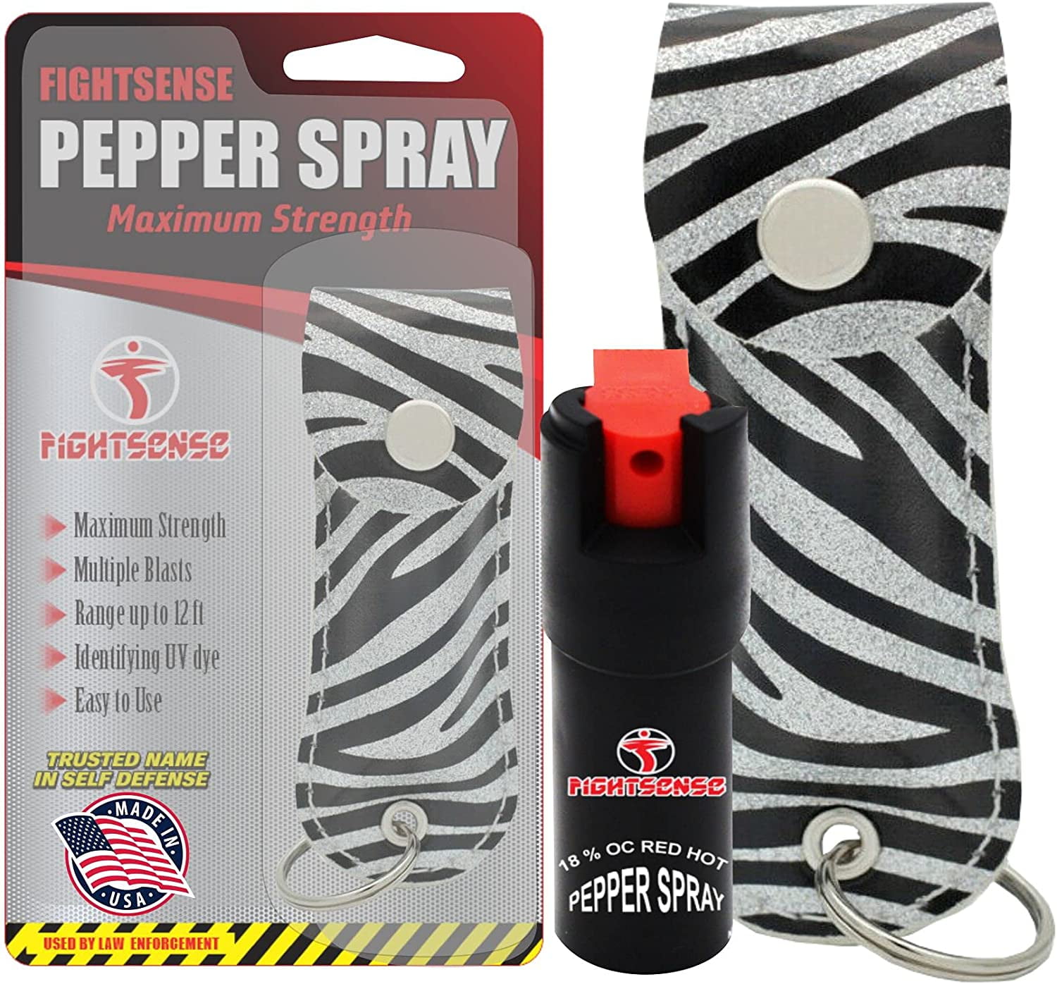 FIGHTSENSE Self Defense Pepper Spray 1/2 oz Compact Size Maximum Strength Police Grade Formula