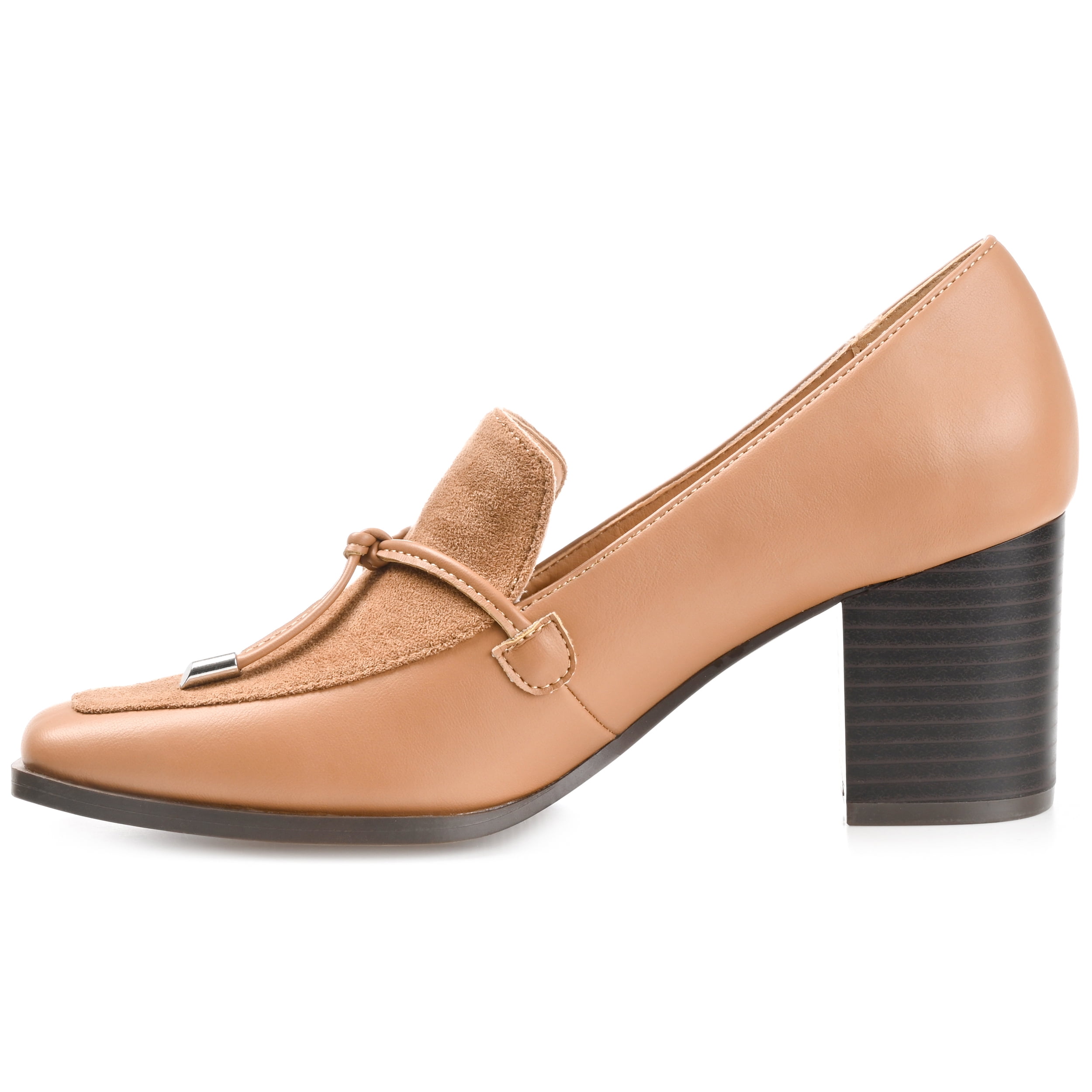 Journee Womens Crawford Square Toe Mid Stacked Heel Pumps