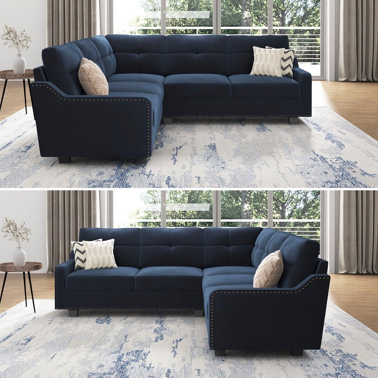 HONBAY Rivet 4-Seater Sectional Corner Sofa for Living Spaces