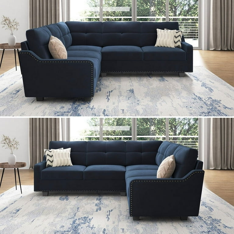 HONBAY Rivet 4-Seater Sectional Corner Sofa for Living Spaces