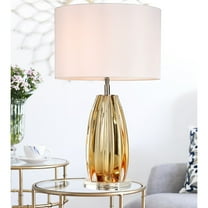 Lucas McKearn Cognac Transitional Glass Table Lamp in Clear Amber/White