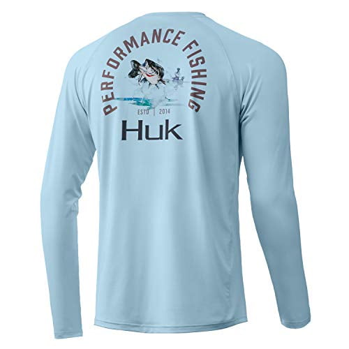Small HUK Men's Standard Double Header Long Sleeve Dusk Blue Sun Protecting Fishing Shirt 