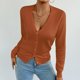 thumbnail image 5 of Suéter de cuello en V para mujer, suéter de punto de color liso con cuello en V, cárdigan con botones, blusa para mujer, 5 of 8