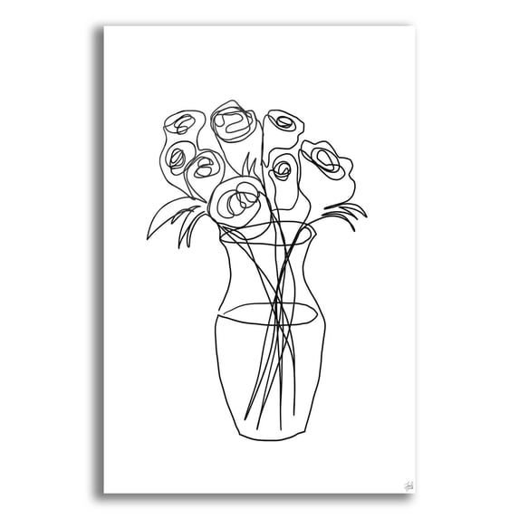 Epic Art 'Floral Bunch 2' by Line and Brush, Acrylic Glass Wall Art, 16"x24"
